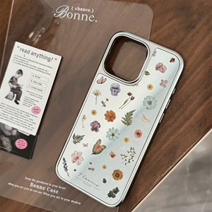 Promax pour iPhone 14 Miroir 13 Cas Style Coréen Électrolytique Étui Rigide avec Caméra Protecteur Lentille Film Petit Frais Florals <span class=keywords><strong>Des</strong></span> - Product Image 2