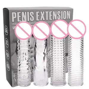 4 pack Penis Sleeve delay condom for men, condoms for men transparent color Penis Dildo Enlargement exotic sex toy condoms