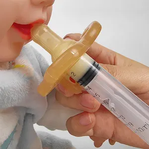 BPA-freies Silikon-Baby-Oralfütterungs-Set Spritze-Tropfer Medizin-Dispenser-Fütterer mit Schnullerkopf geeignet für Kleinkinder Neugeborene