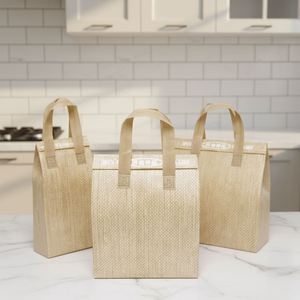 Takeaway Insulated Bag Aluminum <b>Foil</b> <b>Catering</b> Cake Packaging Non-woven Fabric Barbecue Milk Tea Handbag Customized Reusable - Product Image 1