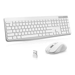 Tastiera Full Size 2.4 GHz Plug and Play 12 tasti di scelta rapida multimediale Computer portatile senza fili silenzioso tastiera e Mouse Combo