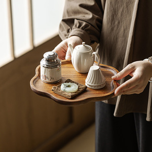 Walnut Wood <b>Tea</b> <b>Tray</b> Solid Wood Multifunctional Serving <b>Tray</b> For <b>Tea</b> And Snacks - Product Image 4