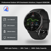 Montre connectée AMOLED de sport en plein air OEM avec GPS, boussole, baromètre, lumière LED, étanche 50m, fréquence cardiaque, appels Bluetooth pour les marques d'aventure