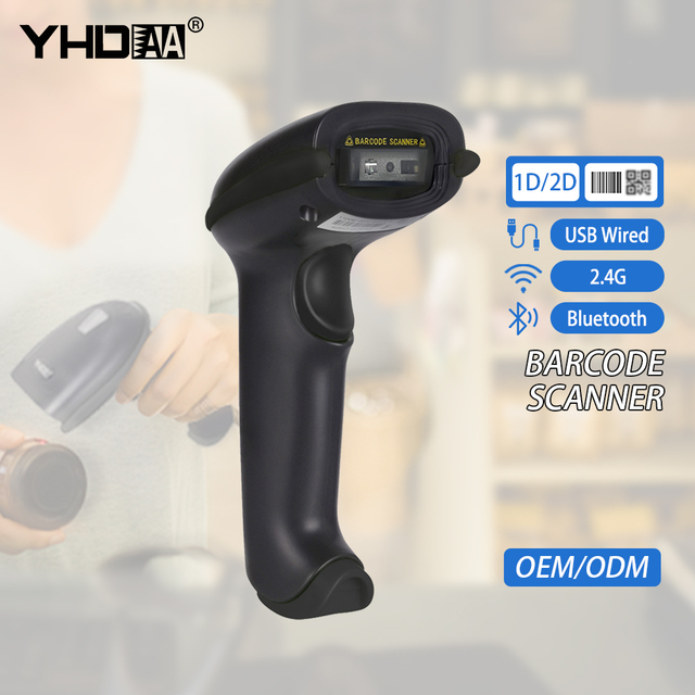 YHDAA for Wireless USB/Wired 2D Rugged Handheld Barcode Reader Scanning Gun QR Bar Code Scanners in Stock