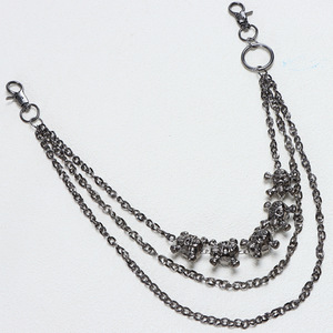 Cadena de cintura yueli estilo Hip Hop Punk Metal para mujer, diseño de calavera, doble anillo, plata tibetana, cadena para pantalones, accesorio decorativo para vaqueros. - Product Image 3