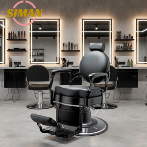Sillón de Barbería Siman de Lujo Moderno, Estilo Europeo, Color Negro Completo, para Hombres y Uso en Salones de Belleza - Product Image 4