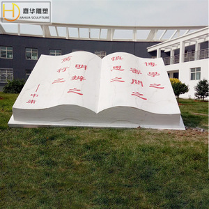 <b>Stone</b> Carved Book Sculpture Natural White Marble Book Shaped <b>Landscape</b> For Campus Cultural Square - Product Image 3