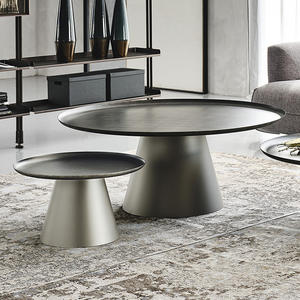 Mesa de centro redonda de lujo nórdica moderna, material de acero, mesa de centro de sala de estar simple para el hogar y el hotel - Product Image 2