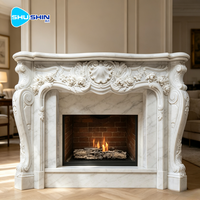 Cheminée d'intérieur moderne avec décoration en pierre naturelle, design sculpté à la main pour salon, chambre, villa, installation, décoration intérieure