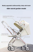 Poussette bébé pliable légère en métal haute visibilité avec siège inclinable bidirectionnel et conception à 4 roues pour une utilisation en intérieur/extérieur