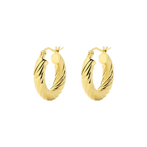 Boucles d'oreilles tendance torsadées irrégulières pour femme, en acier inoxydable plaqué or 18 carats, demi-pavées de zircon, créoles tendance pour femme - Product Image 2