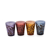 AIKUN Bougeoirs ronds en verre coloré soufflés à la bouche Bougeoir en verre imprimé léopard de luxe pour la décoration intérieure