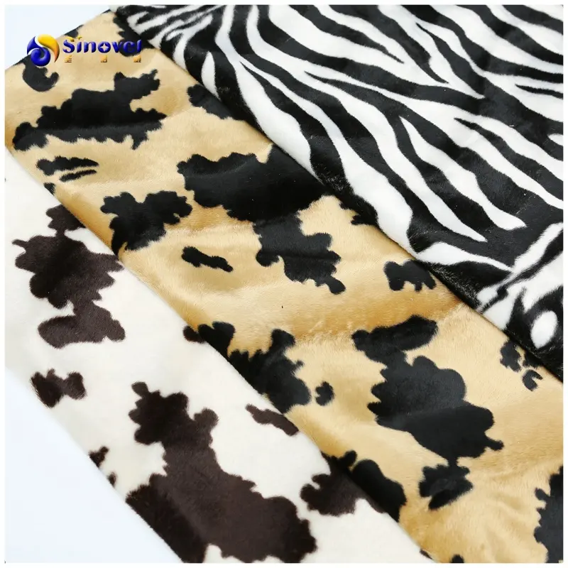 Dier Gedessineerde Zebra Tiger Gedrukt Normale Fluwelen Textiel Stof 100% Polyester