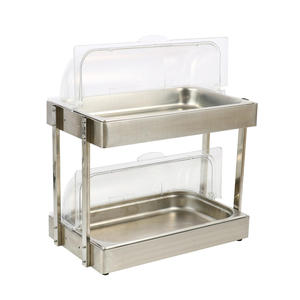 Station de maintien au chaud des aliments en acier inoxydable, double couche, pour hôtels et restaurants, avec couvercle transparent pour aliments chauds - Product Image 3