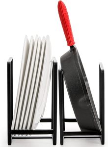 उच्च गुणवत्ता वाले काले धातु लोहा आयोजक रैक खड़े प्रकार की रसोई प्लेट भंडारण धारक कैबिनेट उच्च भंडारण अलमारियों इकाइयों के लिए - Product Image 4