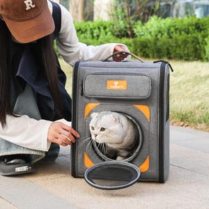 Büyük açık evcil hayvan sırt çantası çift omuzlar Oxford taşınabilir panoramik temizle pencere kıvrılmış kediler köpekler için stres önleme - Product Image 4