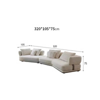Canapé modulaire incurvé moderne en tissu blanc, sectionnel et moelleux, pour salon, villa, mobilier de maison