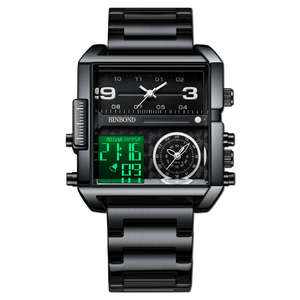 BINBOND 3332 Reloj de Hombre, Deportivo y Ejecutivo, Correa de Acero, Multifunción, Cronógrafo, Resistente al Agua, Luminoso, de Cuarzo - Product Image 1