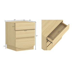 Comodino in legno di quercia naturale con due cassetti per riporre oggetti in camera da letto - Product Image 3
