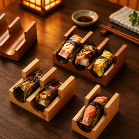 Présentoir Vertical en Bois Écologique à 5 Emplacements en Forme de U pour Sushi – Idéal pour la Présentation en Restaurant Japonais (Vente en Gros)