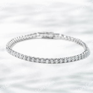 Pulsera de tenis de plata S925 de alta competición con diamantes de laboratorio sueltos DEF VS de corte redondo de 2mm, 2.8mm, 3.2mm para mujer - Product Image 4