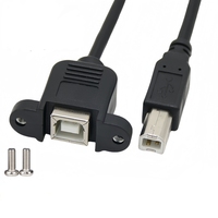 Câble de données USB 2.0 en cuivre pur OEM/ODM, USB Type B mâle vers femelle avec adaptateur de montage sur panneau pour imprimante, terminal de point de vente, scanner