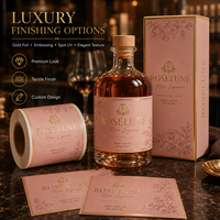 Étiquettes de bouteilles de vin de luxe personnalisées, autocollantes, imperméables, en papier texturé, avec dorure à chaud et découpe, pour emballage de vin