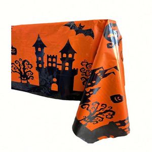 Nappe jetable imperméable et résistante à l'huile, motif château tête de chauve-souris, pour décoration de table de fête d'Halloween - Product Image 1