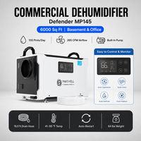 Déshumidificateur Commercial Defender MP145 73 Litres 155 Pintes Max avec Pompe Automatique, Tuyau de 16 pieds, pour 6000 pieds carrés, avec Relance Automatique