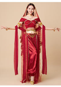 2025 la dernière haute qualité Halloween fête jouer princesse indienne <span class=keywords><strong>Bollywood</strong></span> danse Performance Saree Costumes ensemble pour les femmes - Product Image 6