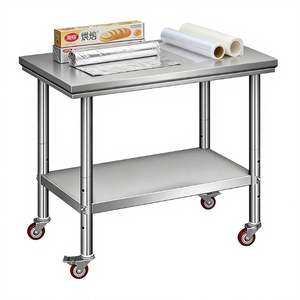 <span class=keywords><strong>Table</strong></span> de préparation à pizza triple en acier inoxydable, à <span class=keywords><strong>roulettes</strong></span>, facile à déplacer, pour cuisine de restaurant commerciale, vente chaude - Product Image 1