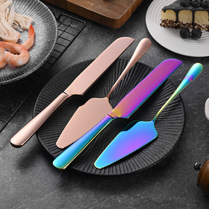 Juego de Cuchillo y Servidor <span class=keywords><strong>para</strong></span> Pastel de Queso de Acero Inoxidable, Juego de Servir Postres Dorado Arcoíris <span class=keywords><strong>para</strong></span> Bodas, Cumpleaños, Pastelería y Catering - Product Image 6