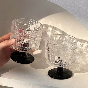 Juego de Copas de Vino de <span class=keywords><strong>Cristal</strong></span> Hechas a Mano de Lujo con Tallo Negro Repujado <span class=keywords><strong>Vintage</strong></span> y Piedras Preciosas de Girasol, Vasos para Café Helado - Product Image 3