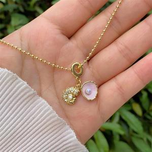 Collares colgantes de moda Latón con perla de imitación y colgante de esmalte Collar de joyería para mujer Collar para playa Mar - Product Image 4