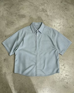 เสื้อเชิ้ตโปปลินลายทางแขนสั้นผู้ชาย ทรงปกติ สไตล์สมาร์ทแคชชวล ผ้าทอ - Product Image 3