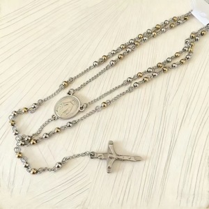 Collar <span class=keywords><strong>de</strong></span> <span class=keywords><strong>Rosario</strong></span> Unisex <span class=keywords><strong>de</strong></span> Acero Inoxidable Electrochapado con Cruz Retro <span class=keywords><strong>de</strong></span> Cuentas y Retrato, 4mm <span class=keywords><strong>de</strong></span> largo, <span class=keywords><strong>para</strong></span> Adoración Transfronteriza - Product Image 2