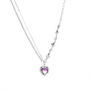 Collana a forma di amore viola con stella a quattro punte - Product Image 5