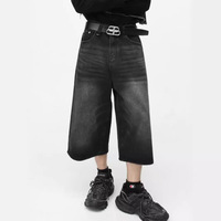 Vintage Denim Jeans Hommes Shorts Mi-Taille Trois-Quarts Baggy Pantalon Tissé D'été De Mode Couleur pour Les Jeunes Usage Casual