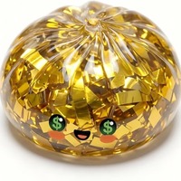 Pelota Antiestrés de 8.5cm con Forma de Dumpling Relleno de Puré Dorado Brillante, Juguete Creativo con Líquido para Aliviar la Ansiedad
