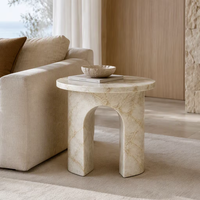 Table d'appoint arquée en marbre Calacatta, table en pierre naturelle, table de chevet