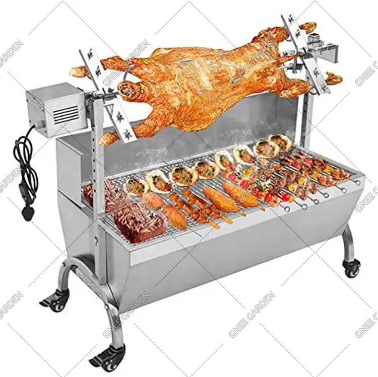 Commercial Grills Electric Grill 60kg 89cm Commercial BBQ Machine Stainless Steel Barbeque Smoker Pig Hog Roasting Charcoal BBQ Grills With Electric Motor Grill