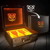 Présentoir de 3 bouteilles de vin éclairé par LED Valise dorée avec pique Ace pour porte-bouteille de champagne Présentateur de service VIP