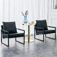 Chaise de canapé en cuir PU du milieu du siècle avec cadre en métal dossier rembourré extra-épais et coussin de siège fauteuils de canapé pour le salon