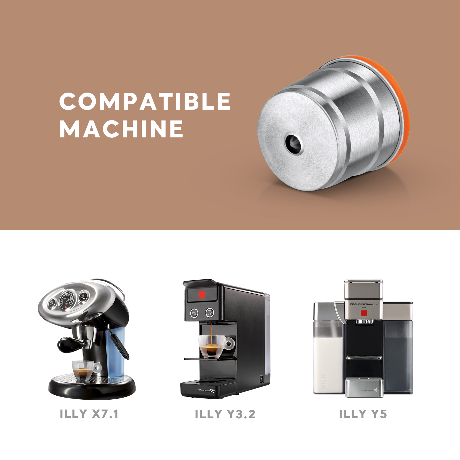 ILLY X7.1/ILLY Y3.2/ILLYY5マシンと互換性のある再利用可能なイリー 