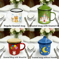 6/7/8/9/10/11/12/14cm Fabrieksgemaakte 8oz Koffiemok van metaal/staal met emaille en opdruk van aangepast logo, geschikt voor kamperen