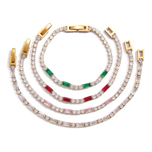Pulsera de tenis chapada en oro de 18 quilates con circonitas en engaste de canal rectangular, joyería de moda para mujer, regalo - Product Image 5