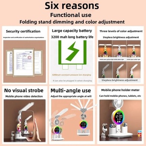 Bốn đầu dẫn đèn bàn với lịch đồng hồ và fan hâm mộ cảm ứng điều khiển đèn bàn với chủ bút cho phòng ngủ nghiên cứu đọc sách Đèn quà tặng - Product Image 6