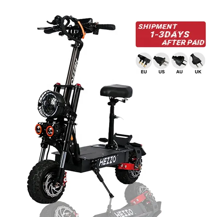 HEZZO HS-11PRO 60V 5600W Dual Motor Powerful escooter 11" Fat Tire 30AH Longrange Foldable Off Road Electric Scooter with seat