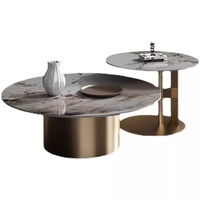Table basse ronde de style moderne italien de luxe avec plateau en acier inoxydable, mobilier de salon, table combinée en gros