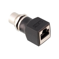 Conectores de código X de 8 pines M12 a RJ45 de fábrica, enchufe hembra en ángulo recto con adaptador de red de rosca externa, género macho/hembra